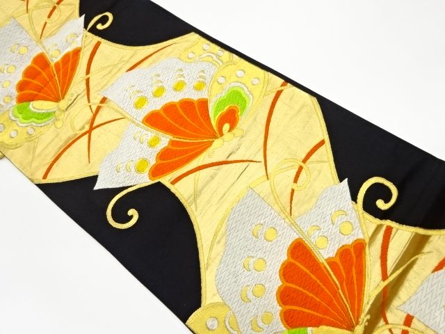 リサイクル　蝶模様織出し袋帯